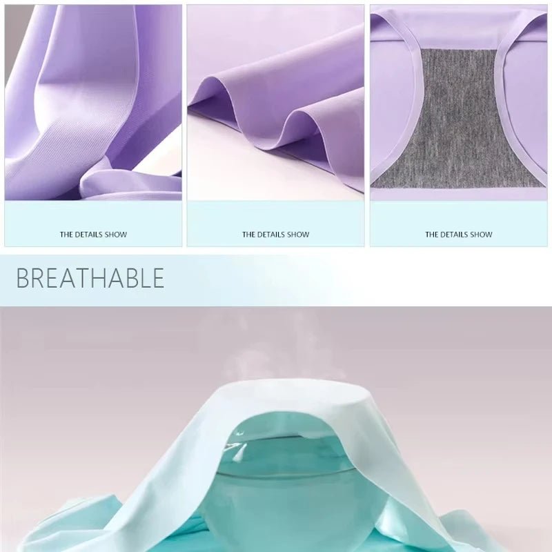 9 piezas de bragas de seda de hielo sin costuras para mujer, comodidad suave y transpirable, bragas para chicas adolescentes de color sólido, diseño de una sola pieza - VibraStore