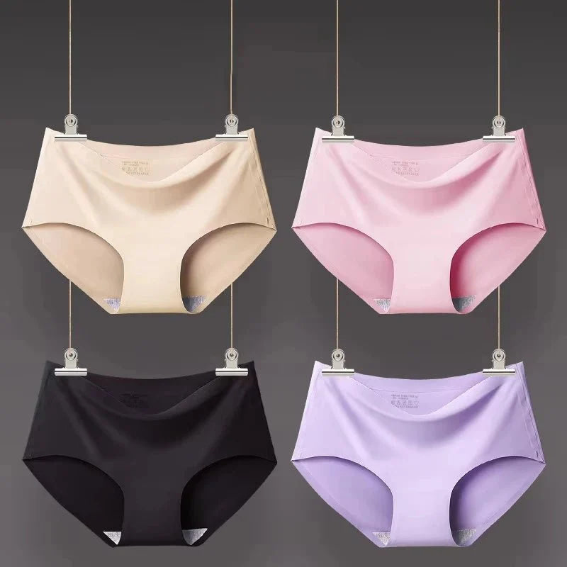 9 piezas de bragas de seda de hielo sin costuras para mujer, comodidad suave y transpirable, bragas para chicas adolescentes de color sólido, diseño de una sola pieza - VibraStore