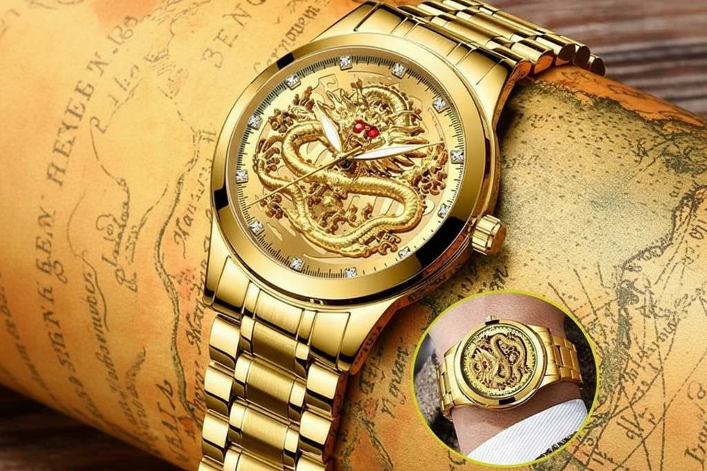 Business Gift Waterproof Gold Men's Diamond Quartz Watch Classic Stainless Steel