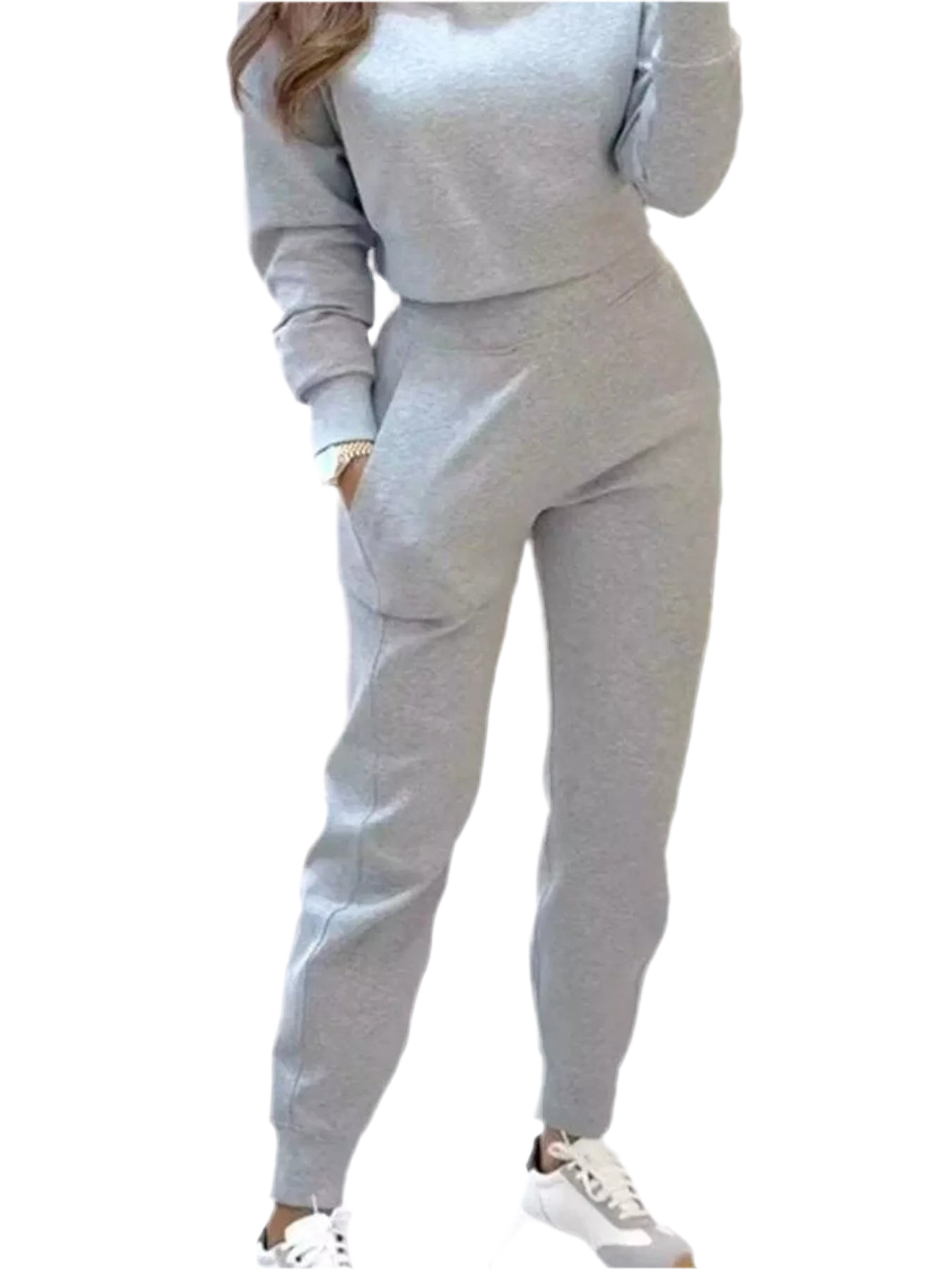 Casual Chic Cropped Sweatshirt and Jogger Set