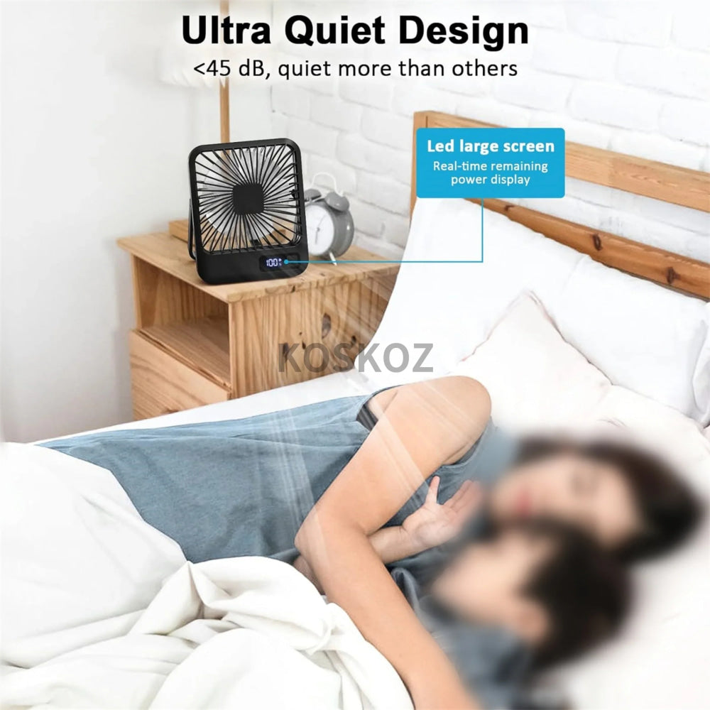 Ventilador de escritorio, ventilador recargable USB portátil, 180 °   Ventilador personal plegable inclinable con pantalla de alimentación, ventilador de mesa ultra silencioso de 5 velocidades