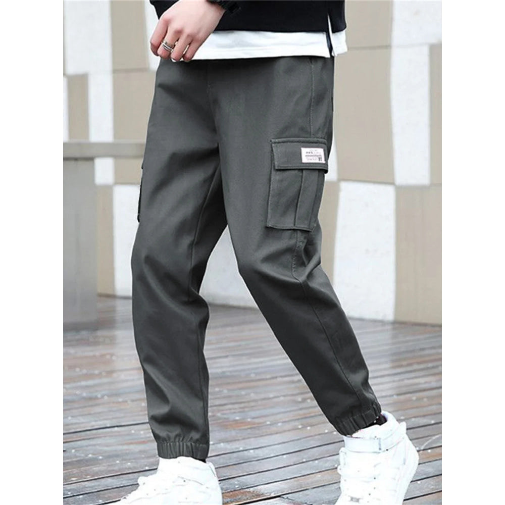 1XL-6XL Plus Size Men's Casual Cargo Sweatpants Spring/Autumn Waist Drawstring Joggers Hiking Tactical Pants Men with Pockets