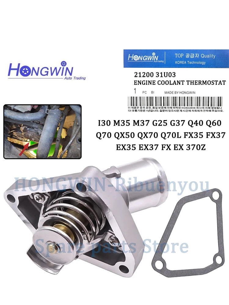 Engine Cooling Thermostat For Nissan 370Z Infiniti G FX EX EX35 FX37 Q50 G37 Q70 I30 VQ35HR 21200-31U03 2120031U03 21200-JK20A