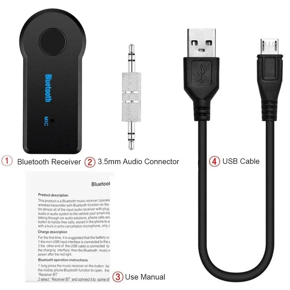 Receptor Bluetooth 5,0 para coche, adaptador transceptor Bluetooth inalámbrico con conector de 3,5mm para Kit de coche, receptor de auriculares auxiliar de Audio y música