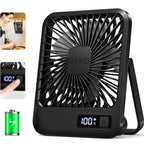 Ventilador de escritorio, ventilador recargable USB portátil, 180 °   Ventilador personal plegable inclinable con pantalla de alimentación, ventilador de mesa ultra silencioso de 5 velocidades
