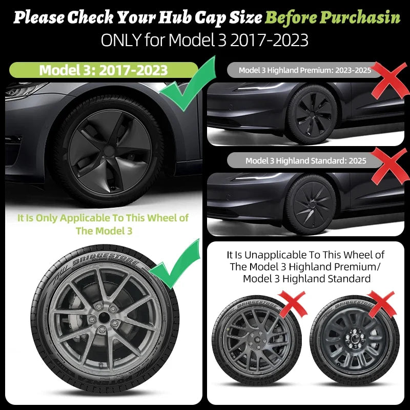 4PCS for Model 3 (2017-2023) 18 Inch Blade Wheel Cover Hubcaps Whirl Cap Rim Cover Replacement Wheel Cap Accessories for Tesla