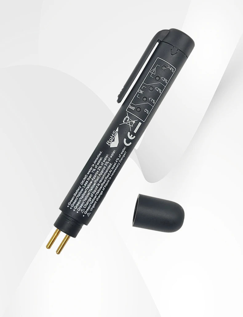 Pluma de prueba de líquido de frenos, herramienta de prueba de diagnóstico de frenos automático, analizador de humedad de aceite de fluido hidráulico con 5 luces indicadoras