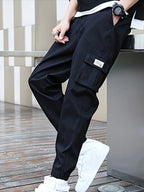 1XL-6XL Plus Size Men's Casual Cargo Sweatpants Spring/Autumn Waist Drawstring Joggers Hiking Tactical Pants Men with Pockets
