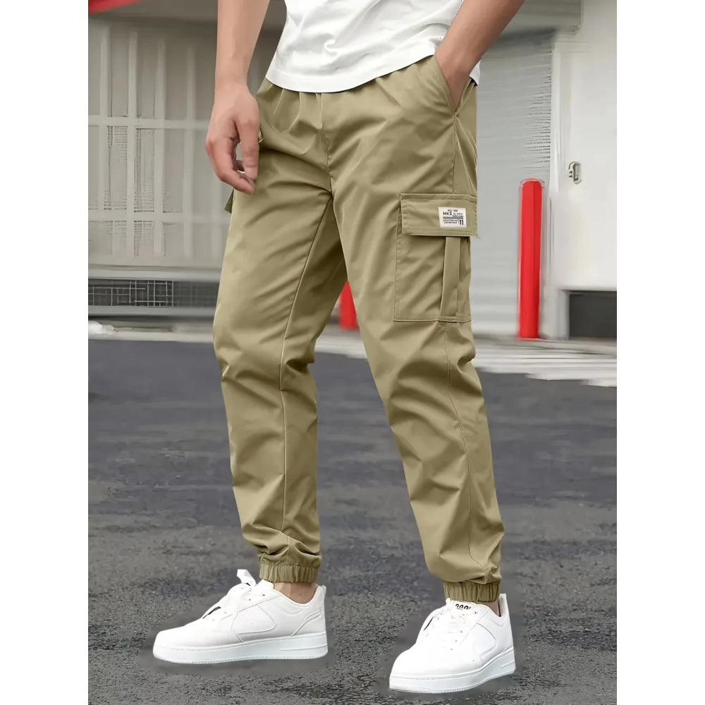 1XL-6XL Plus Size Men's Casual Cargo Sweatpants Spring/Autumn Waist Drawstring Joggers Hiking Tactical Pants Men with Pockets