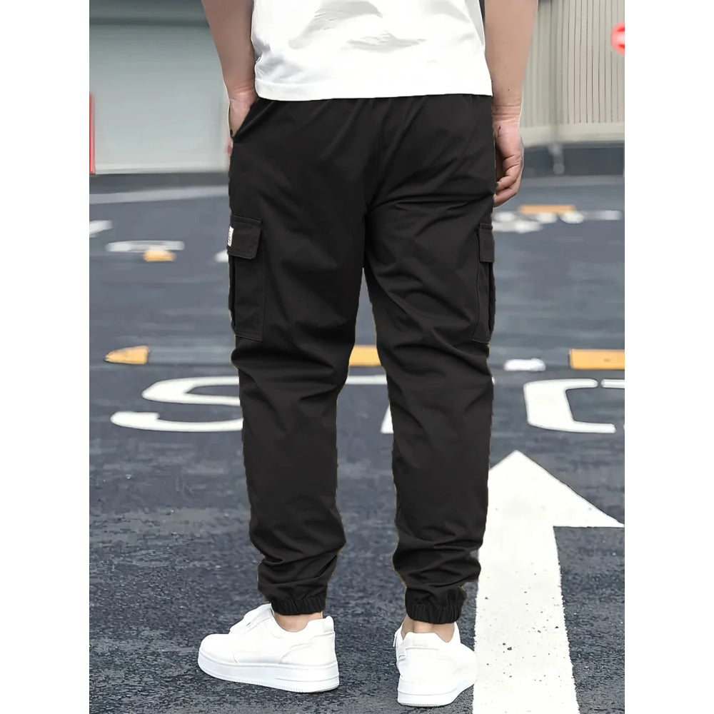 1XL-6XL Plus Size Men's Casual Cargo Sweatpants Spring/Autumn Waist Drawstring Joggers Hiking Tactical Pants Men with Pockets