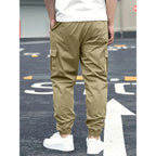 1XL-6XL Plus Size Men's Casual Cargo Sweatpants Spring/Autumn Waist Drawstring Joggers Hiking Tactical Pants Men with Pockets