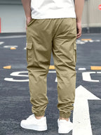 1XL-6XL Plus Size Men's Casual Cargo Sweatpants Spring/Autumn Waist Drawstring Joggers Hiking Tactical Pants Men with Pockets