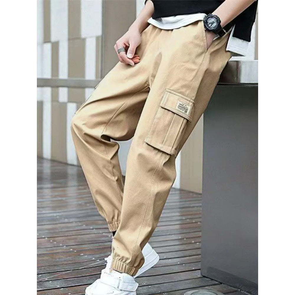 1XL-6XL Plus Size Men's Casual Cargo Sweatpants Spring/Autumn Waist Drawstring Joggers Hiking Tactical Pants Men with Pockets