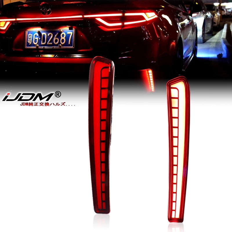 For Toyota Corolla Altis L LE XLE 2020 2021 Car Rear Bumper Reflector Red Smoked Sequential Turn Signal Light Brake Fog Lamp 12V