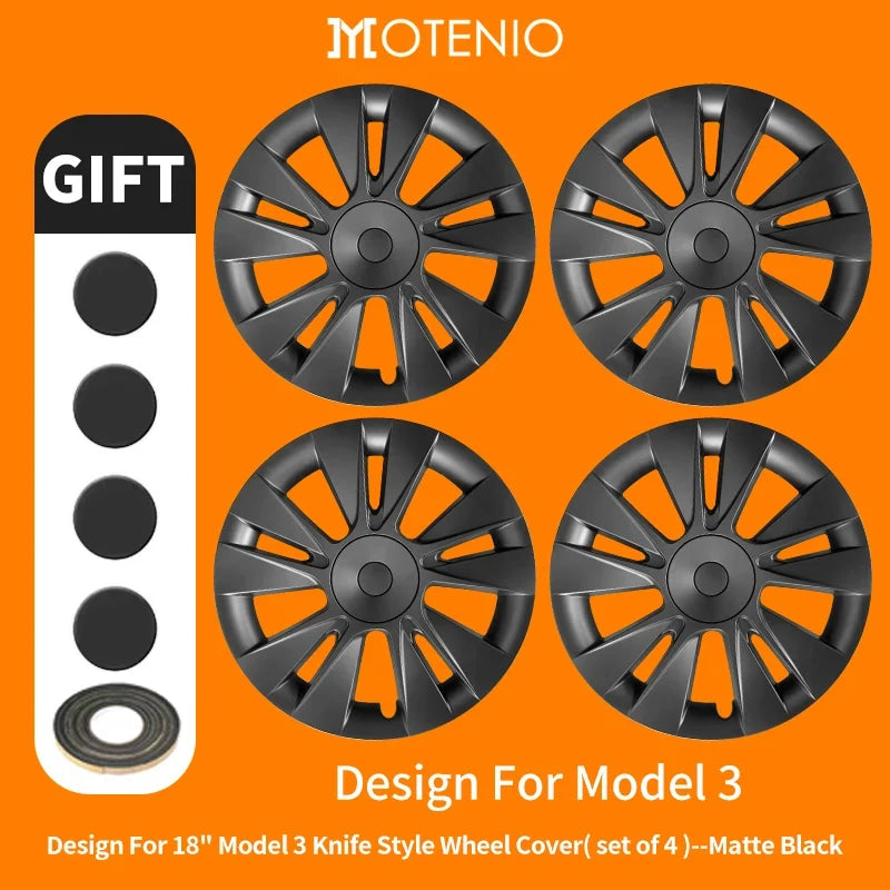 4PCS for Model 3 (2017-2023) 18 Inch Blade Wheel Cover Hubcaps Whirl Cap Rim Cover Replacement Wheel Cap Accessories for Tesla