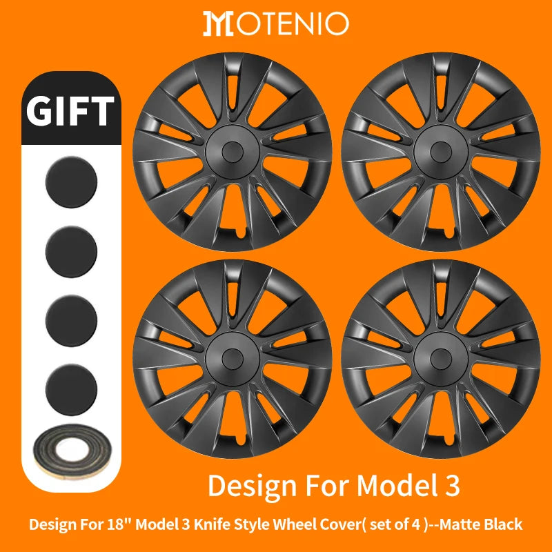 4PCS for Model 3 (2017-2023) 18 Inch Blade Wheel Cover Hubcaps Whirl Cap Rim Cover Replacement Wheel Cap Accessories for Tesla
