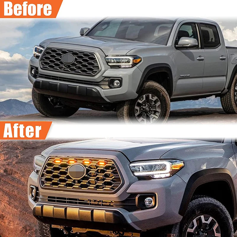 Gtinthebox Amber / Red / White LED Car Front Grille Mesh Lights W/ Wiring Harness Kit For Toyota Tacoma TRD Sport 2020 2021 2022