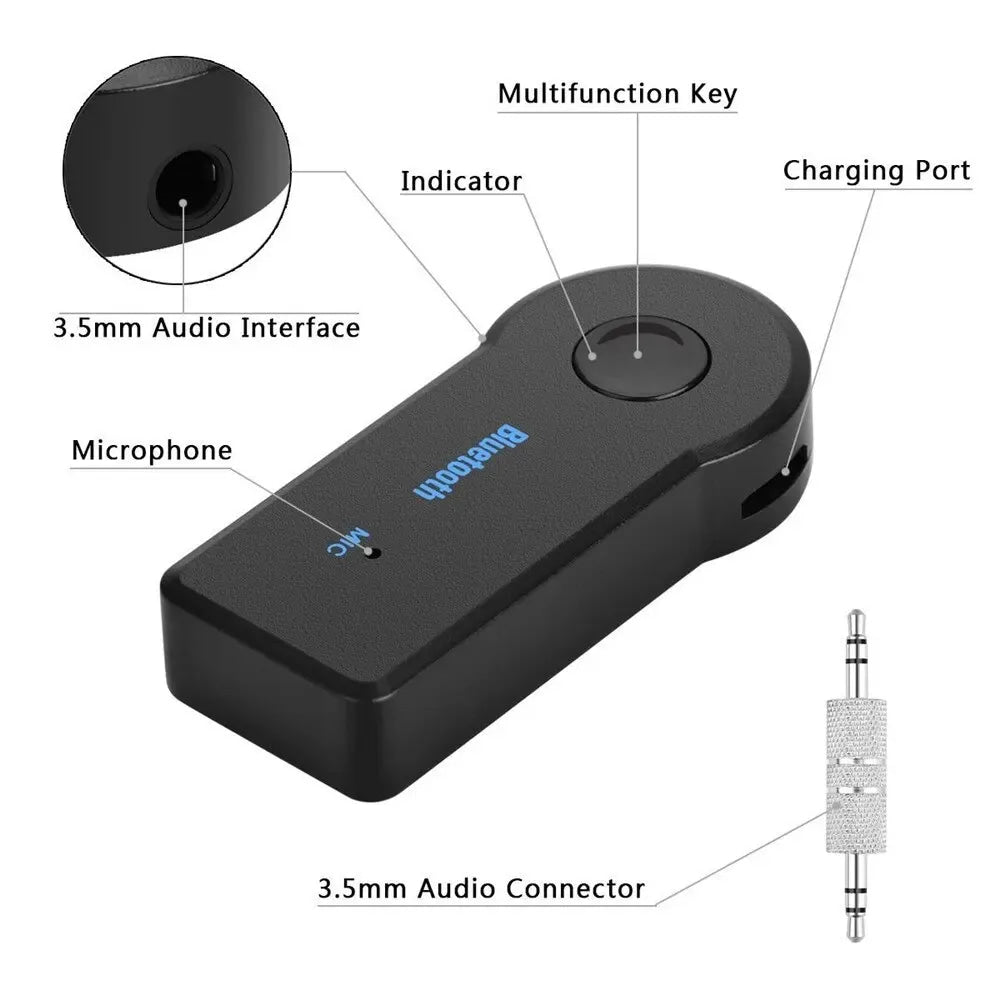 Receptor Bluetooth 5,0 para coche, adaptador transceptor Bluetooth inalámbrico con conector de 3,5mm para Kit de coche, receptor de auriculares auxiliar de Audio y música