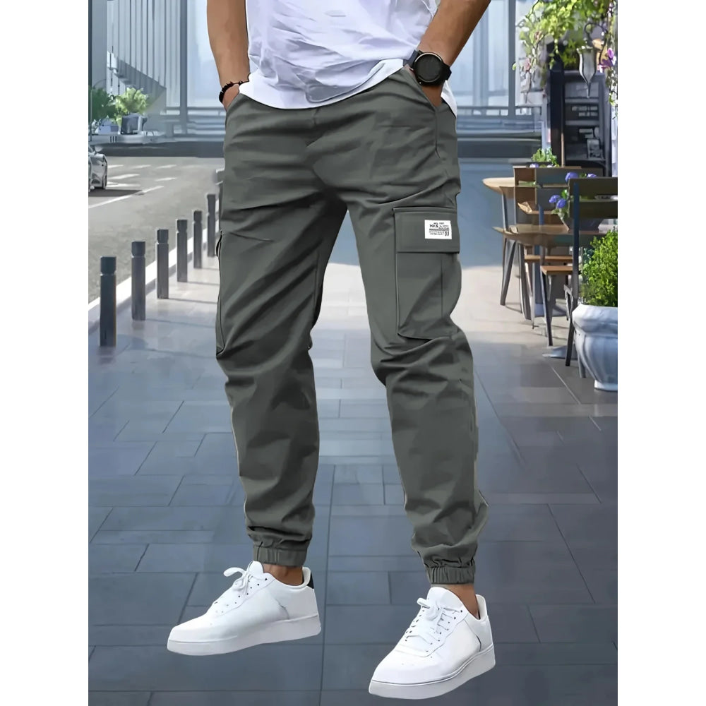 1XL-6XL Plus Size Men's Casual Cargo Sweatpants Spring/Autumn Waist Drawstring Joggers Hiking Tactical Pants Men with Pockets