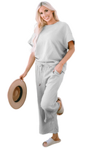 Double Take Full Size Texture Short Sleeve Top and Pants Set