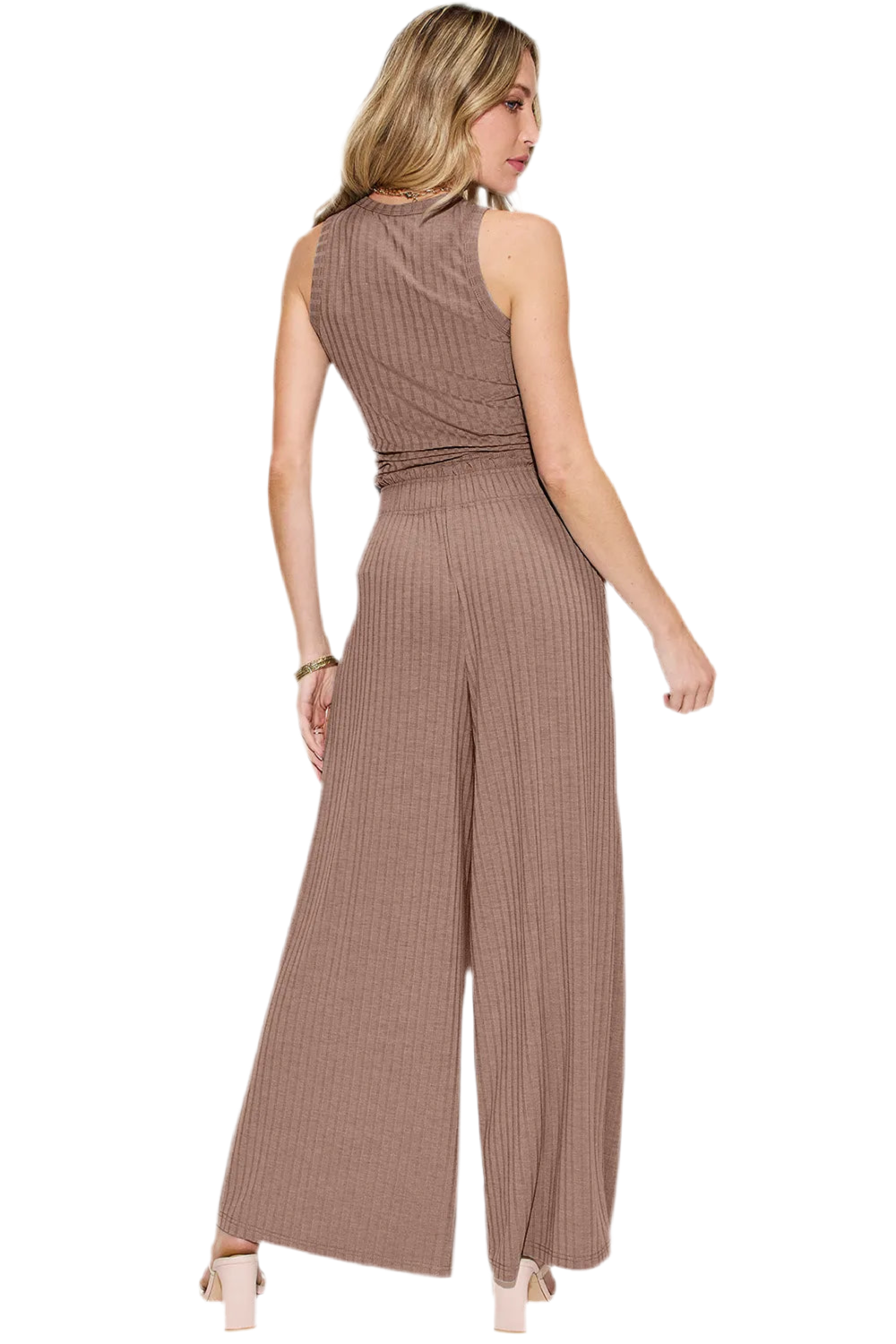 Basic Bae Full Size Ribbed Tank and Wide Leg Pants Set