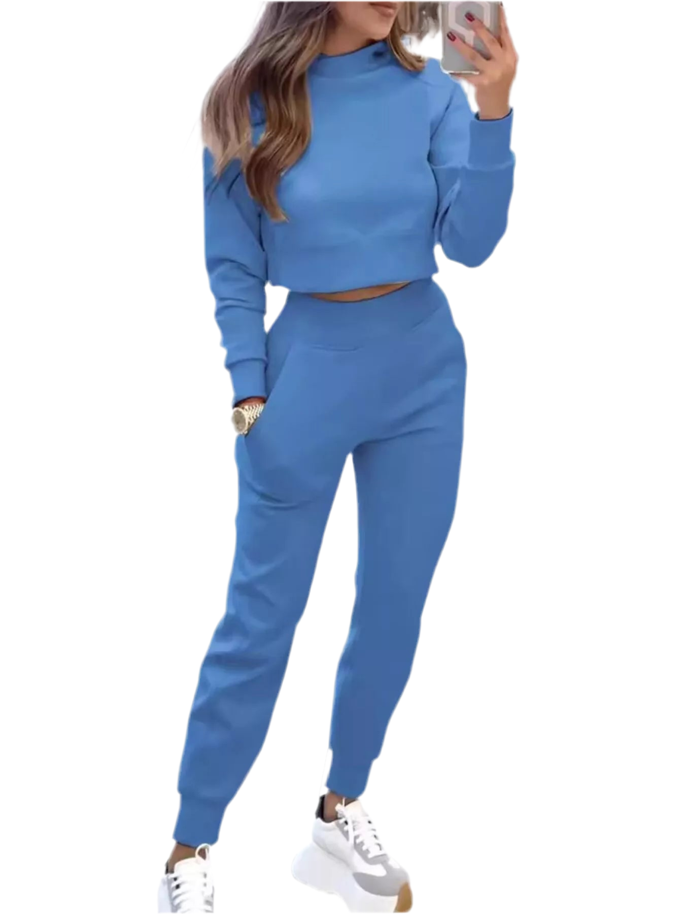 Casual Chic Cropped Sweatshirt and Jogger Set