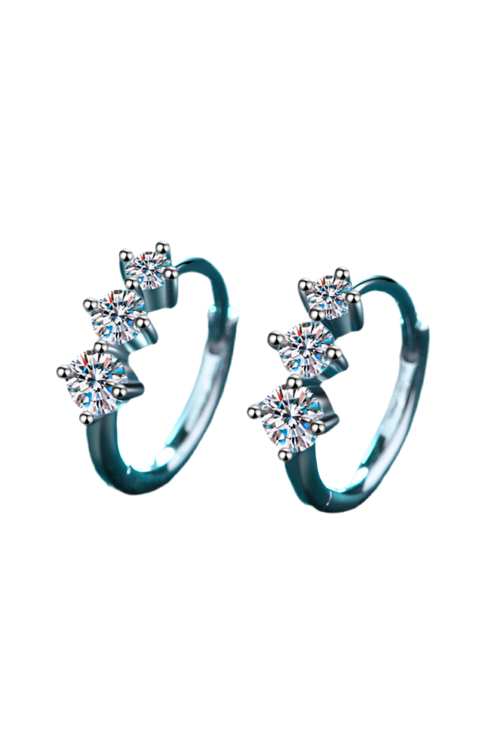 Sterling Silver Moissanite Huggie Earrings