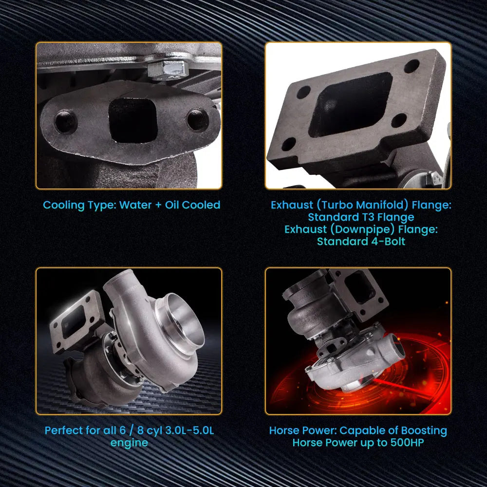 GT30 GT3037 GT3076 T3 Flange 2.5L-3.0L 0.82 Water Turbocharger 4/6 cyl 500+HP