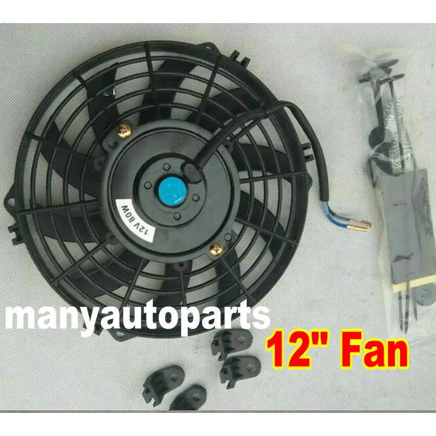 7 9 10 12  14 16 Inch Universal 12V 80W Slim Reversible Black Blade Electric Cooling Radiator Auto Fan Mounting Kit