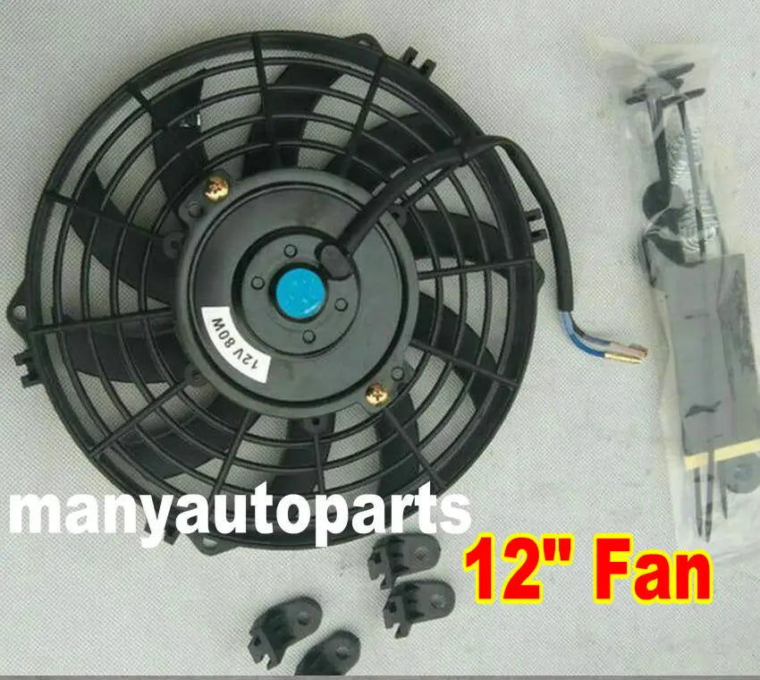 7 9 10 12  14 16 Inch Universal 12V 80W Slim Reversible Black Blade Electric Cooling Radiator Auto Fan Mounting Kit