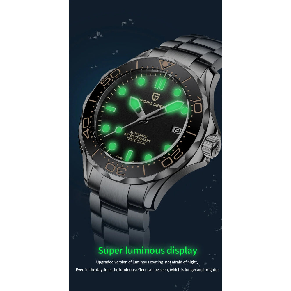 PAGANI DESIGN Men's Watches 2026 Luxury Mechanical Wristwatches Automatic Watch For Men AR Sapphire Ceramic Bezel Luminous Clock