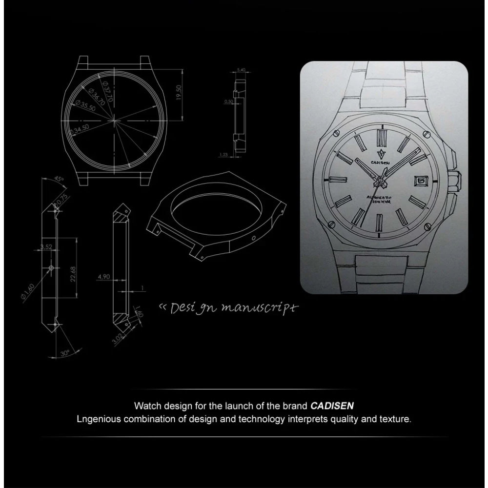 CADISEN Diver Watch Luxury Sapphire MIYOTA 8215 German Designer Men Automatic Mechanical Watches Waterproof Luminous Wristwatch