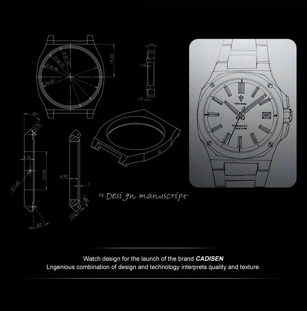 CADISEN Diver Watch Luxury Sapphire MIYOTA 8215 German Designer Men Automatic Mechanical Watches Waterproof Luminous Wristwatch