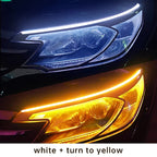 Faros delanteros de coche, señal de giro blanca, luces de flujo de freno amarillas, LED DRL, luz de circulación diurna para coche, tira Flexible impermeable de 12V, 2 uds.