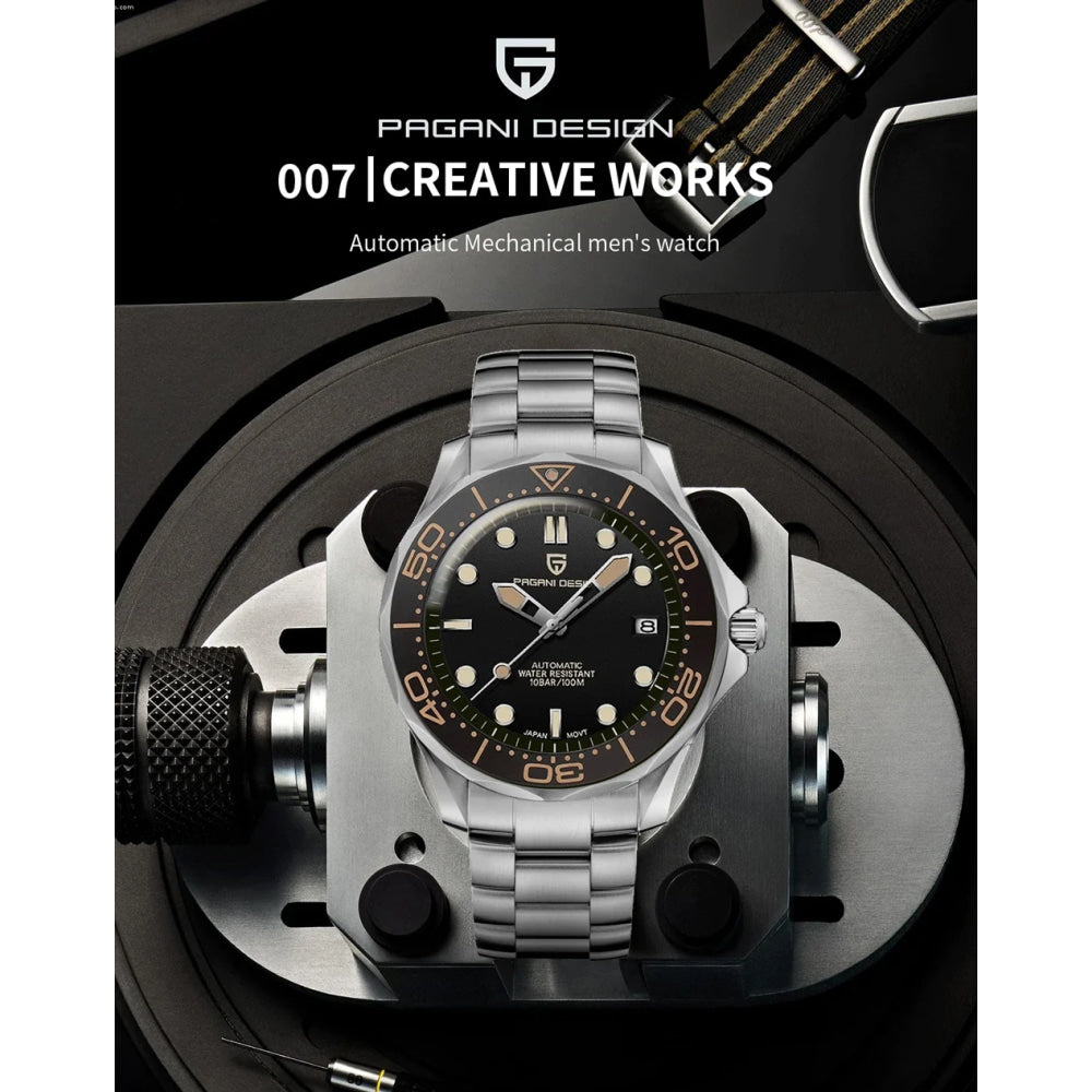 PAGANI DESIGN Men's Watches 2026 Luxury Mechanical Wristwatches Automatic Watch For Men AR Sapphire Ceramic Bezel Luminous Clock