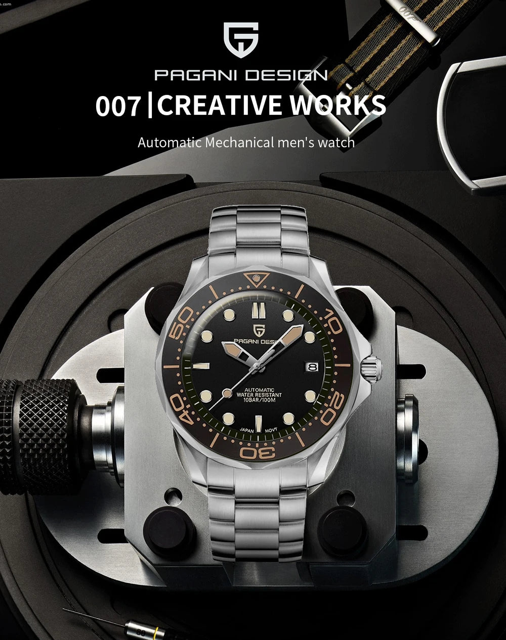 PAGANI DESIGN Men's Watches 2026 Luxury Mechanical Wristwatches Automatic Watch For Men AR Sapphire Ceramic Bezel Luminous Clock