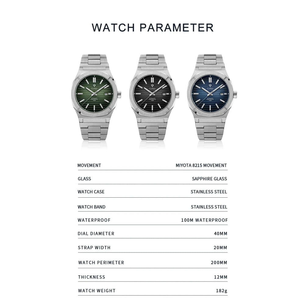CADISEN Diver Watch Luxury Sapphire MIYOTA 8215 German Designer Men Automatic Mechanical Watches Waterproof Luminous Wristwatch