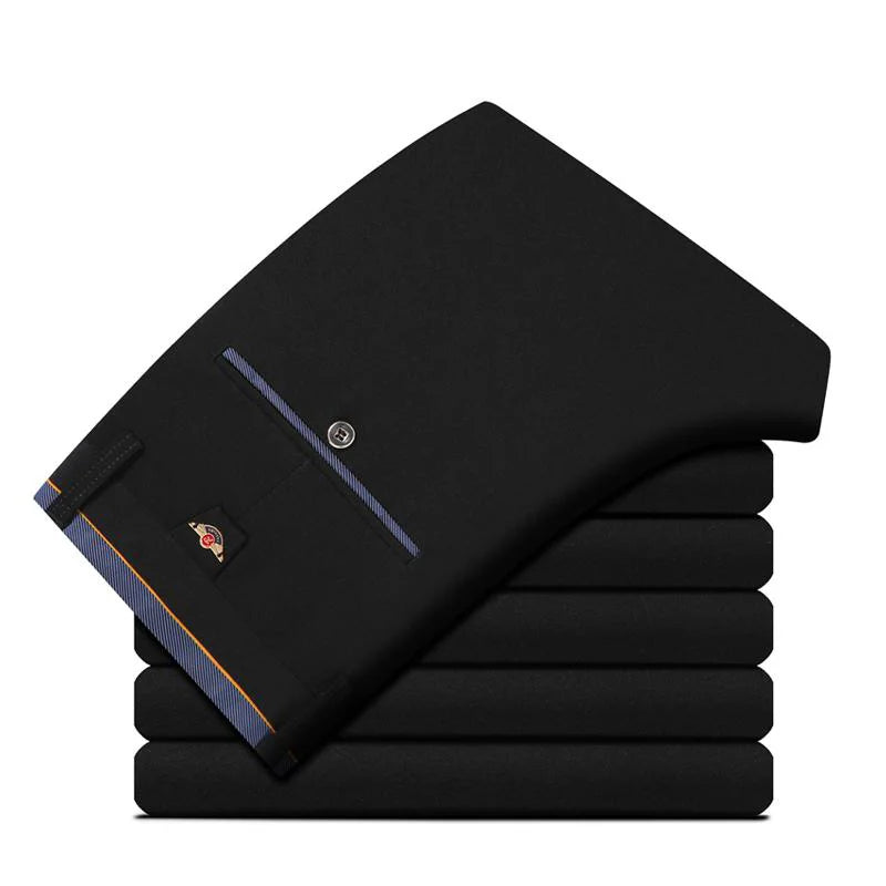 Pantalones de traje de negocios para hombre, vestido largo recto y holgado, Formal, Delgado, sólido, oficina, primavera, otoño, verano, envío directo
