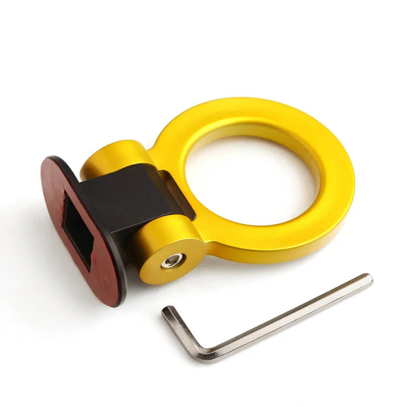 2 designs Car Styling Trailer Hooks Sticker Decoration Car Auto Rear Front Trailer Simulation Racing Ring Vehicle Towing Hook