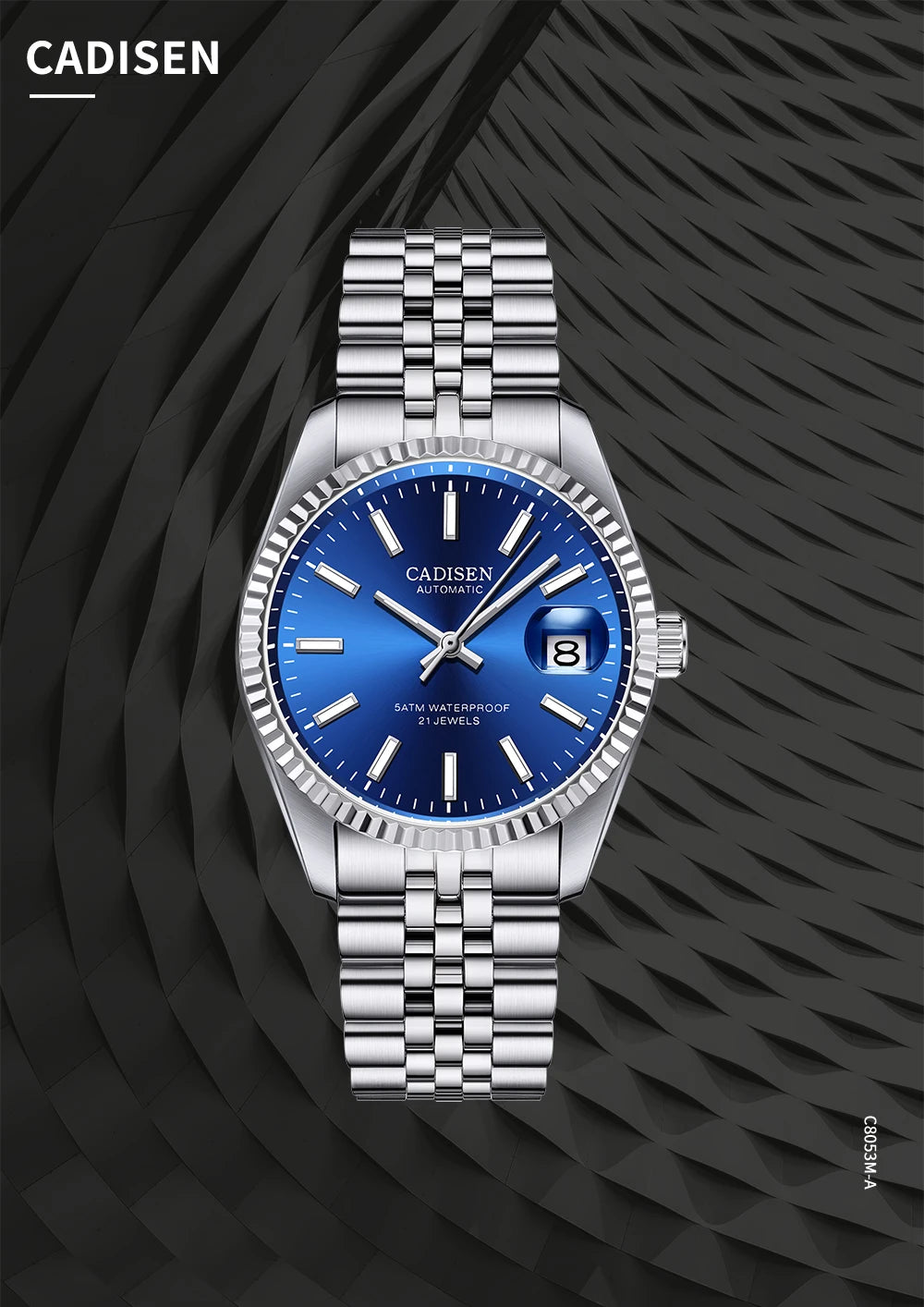 CADISEN Men Mechanical Watch Top Brand Luxury Japan MIYOTA 8215 Automatic Watch Business Stainless Steel Waterproof Watch Men