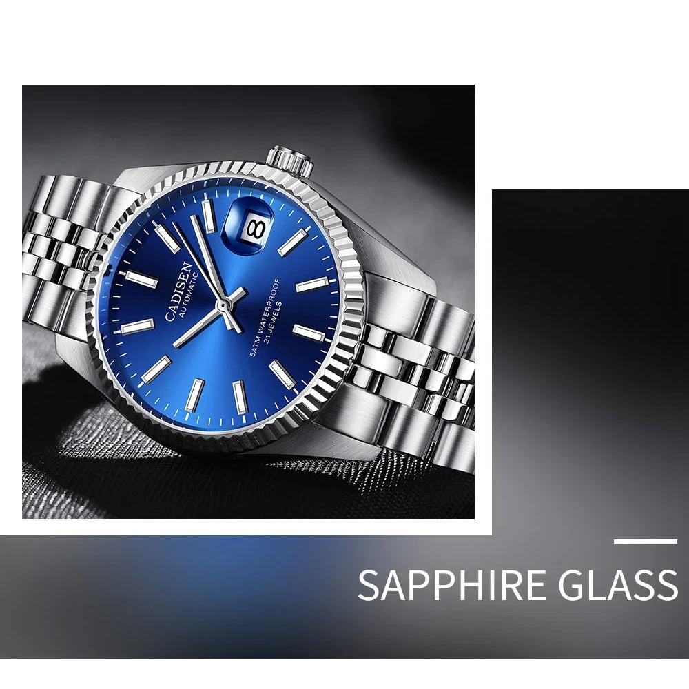 CADISEN Men Mechanical Watch Top Brand Luxury Japan MIYOTA 8215 Automatic Watch Business Stainless Steel Waterproof Watch Men
