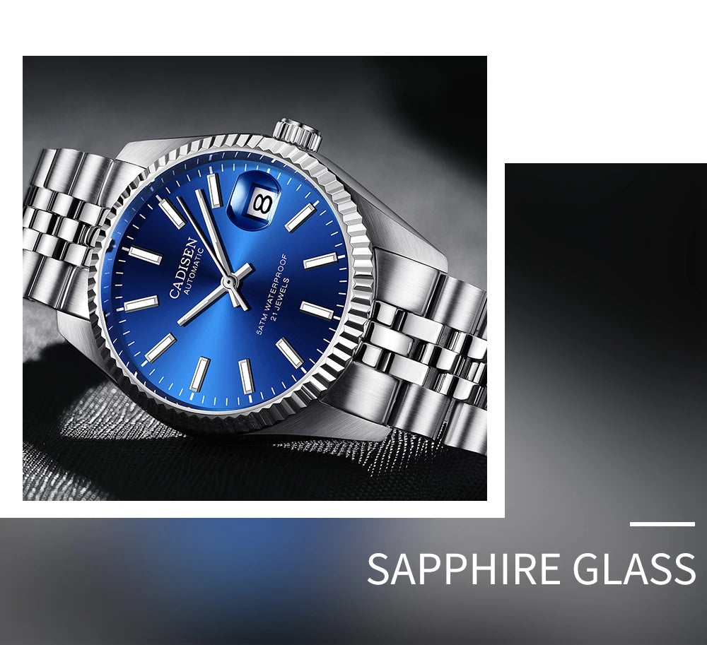 CADISEN Men Mechanical Watch Top Brand Luxury Japan MIYOTA 8215 Automatic Watch Business Stainless Steel Waterproof Watch Men