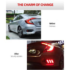 2Pcs For Honda Civic 2016 2017 2018 LED DRL Rear Bumper tail light fog lamp Brake Lights Signal lamp DRL reflector Lamp