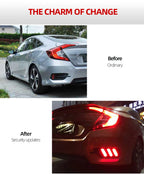 2Pcs For Honda Civic 2016 2017 2018 LED DRL Rear Bumper tail light fog lamp Brake Lights Signal lamp DRL reflector Lamp