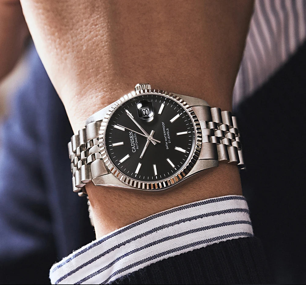 CADISEN Men Mechanical Watch Top Brand Luxury Japan MIYOTA 8215 Automatic Watch Business Stainless Steel Waterproof Watch Men