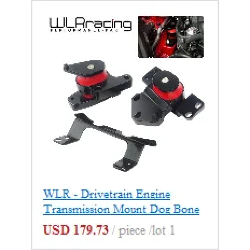 WLR RACING - For Honda Civic EG EK Jdm Engine Billet Motor Torque Mount Kit B16 B18 B20 D16 D15 WLR-MTM01