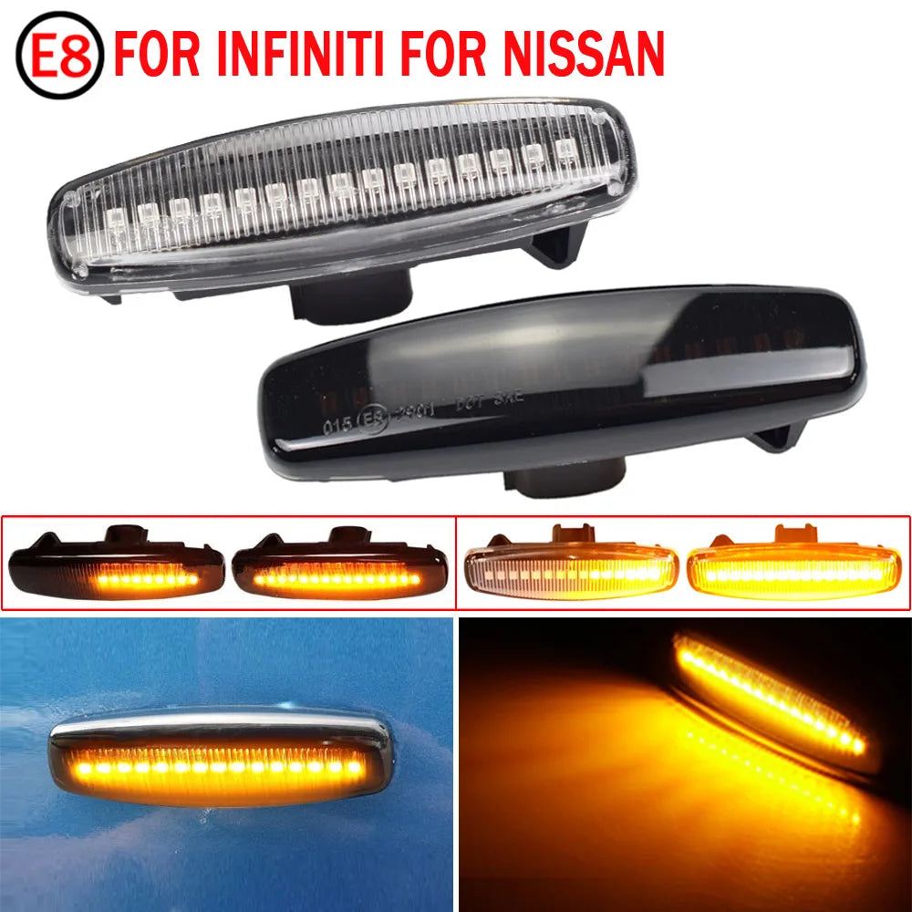 2pcs Dynamic LED Car Side Marker Lights Repeater Signal Lights For Infiniti EX35 EX37 FX30d FX35 FX37 FX50 G25 G35 G37 JX35 M25