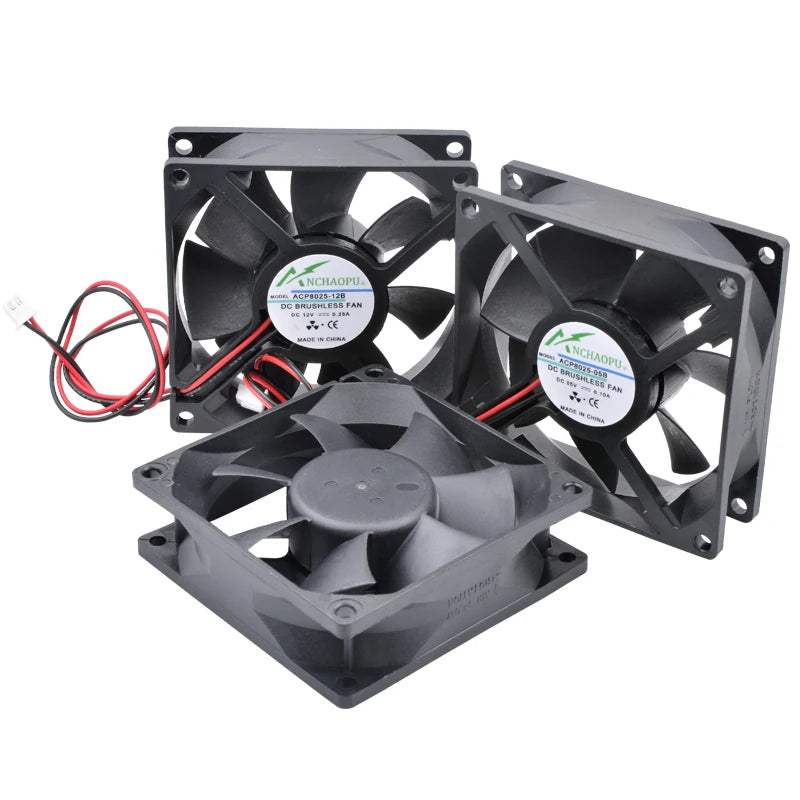 ACP8025 8cm 80mm ventilador 80x80x25mm DC5V 12V 24V 2pin ventilador de refrigeración adecuado para inversor de corriente del chasis