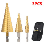 Broca escalonada recubierta de titanio HSS de 4-32mm, 4-20mm, herramienta de perforación cónica cortadora de agujeros de madera y Metal de acero de alta velocidad