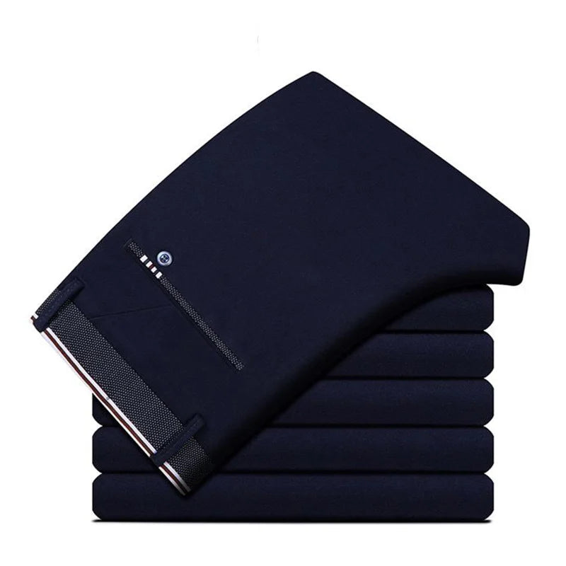 Pantalones de traje de negocios para hombre, vestido largo recto y holgado, Formal, Delgado, sólido, oficina, primavera, otoño, verano, envío directo